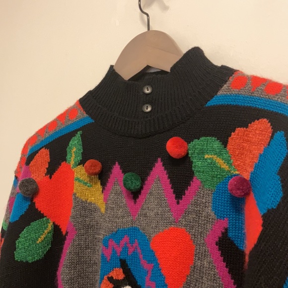 Vintage Mariachi Mouse Pom Pom Fair Isle Sweater Size Medium Ugly Sweater - Picture 4 of 10